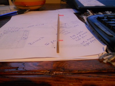 cale en V 2mm Ã  l'avant  5 Ã  l'arriÃ¨re  coupe bisautÃ©e et inclinÃ©e