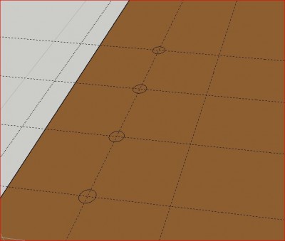 trou 5.JPG (40.89 Kio) Consulté 2154 fois avec l'outil déplacer. Se placer sur le centre du cercle. Comme on va se déplacer suivant l'axe vert, appuyer sur flèche gauche du pavé des flèches du clavier puis sur Ctrl car on va faire des copies, puis déplacer le cercle avec la souris jusqu'à l'intersection des lignes guides et clic, puis taper le signe * (multiplier), et le nombre de copies que tu veux (ici 3) et valider. Tu as maintenant 4 cercles