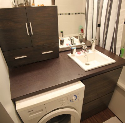 Meuble salle de bain, terminÃ© : partie basse.