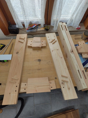 Vue éclatée d'un pied avant collage